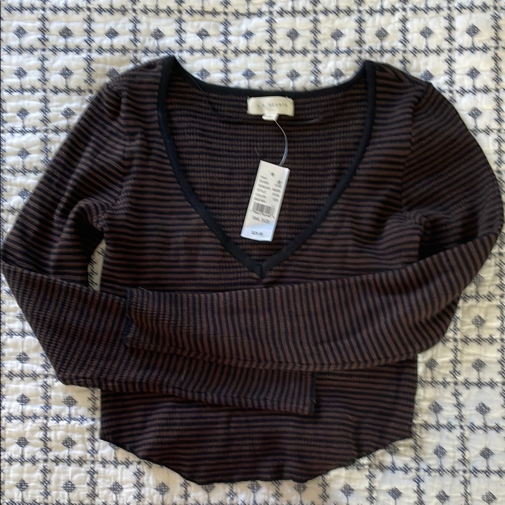 LA Hearts PacSun Women's Striped V-Neck Top